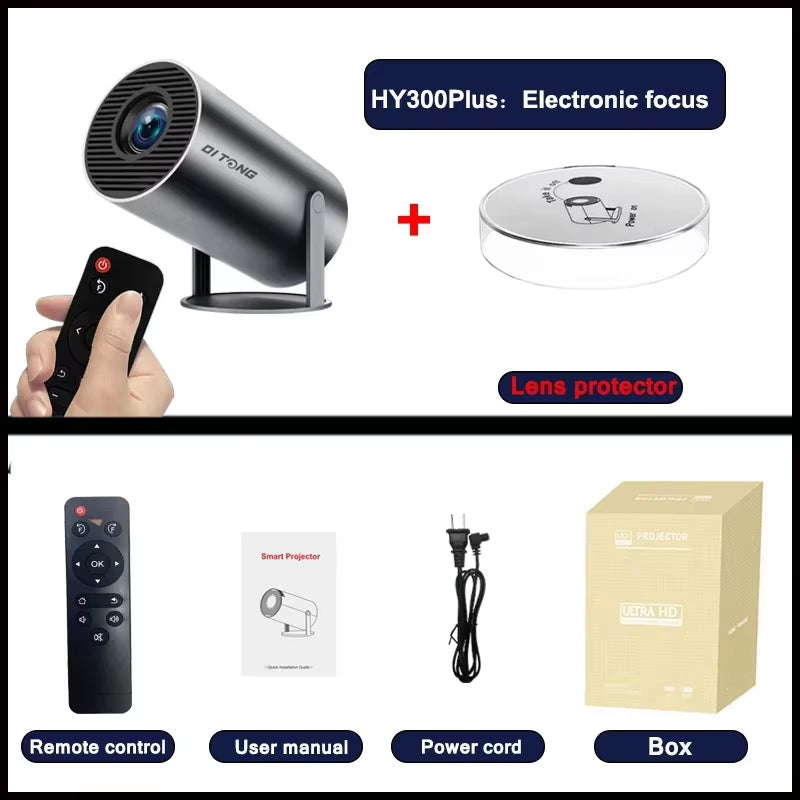 2024 New HY300 Pro plus Projector 4K Android 1280*720P Dual Wifi Video Portable Outdoor Home Hd Led Proyector Cine En Casa Pro