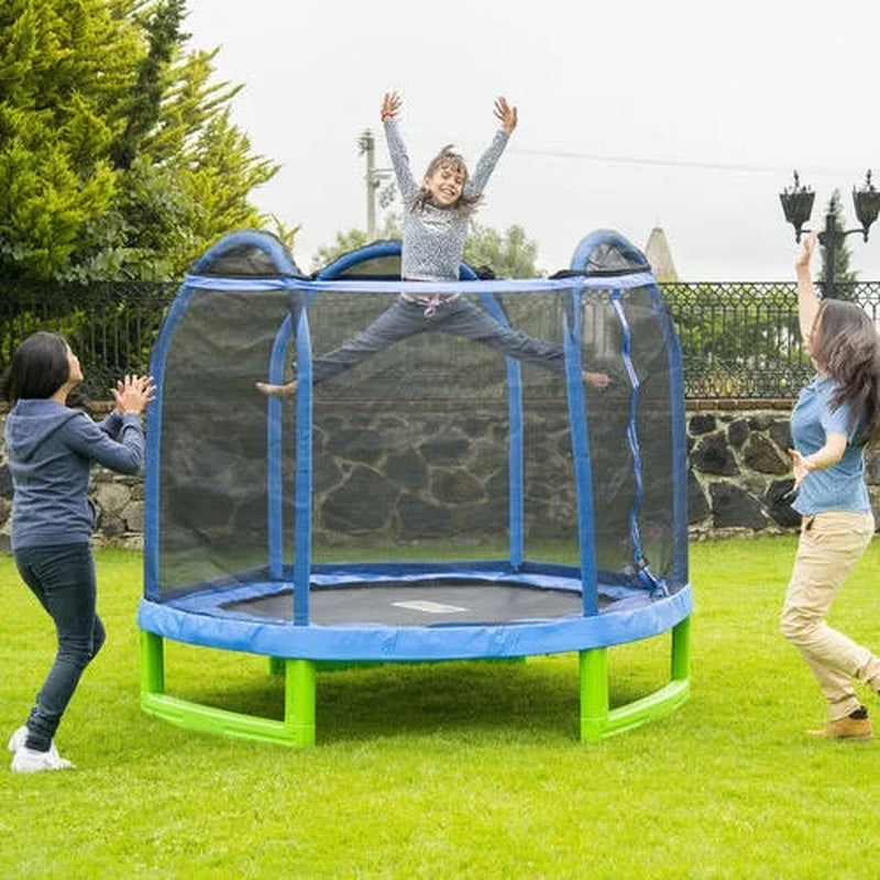 7-Foot My First Trampoline Hexagon (Ages 3-10) for Kids, Blue/Green