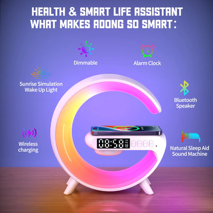 Wholesale Price Smart Alarm Clock Colorful Light RGB  Mini Size G Shape  Speaker Wake up Lamp Table Lamp
