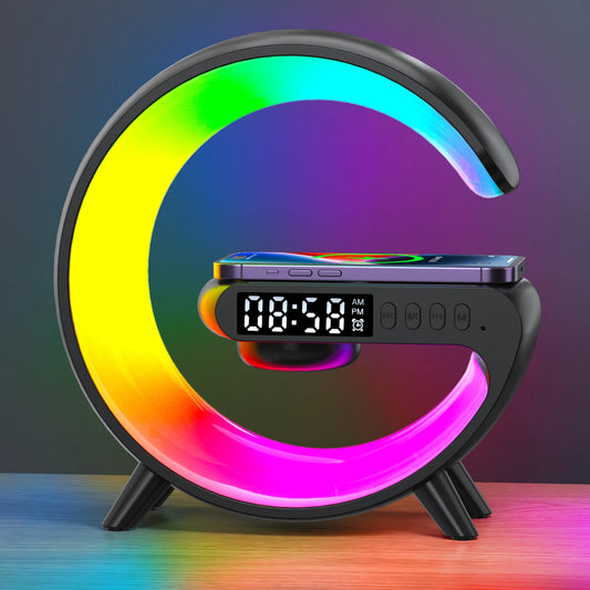 Wholesale Price Smart Alarm Clock Colorful Light RGB  Mini Size G Shape  Speaker Wake up Lamp Table Lamp
