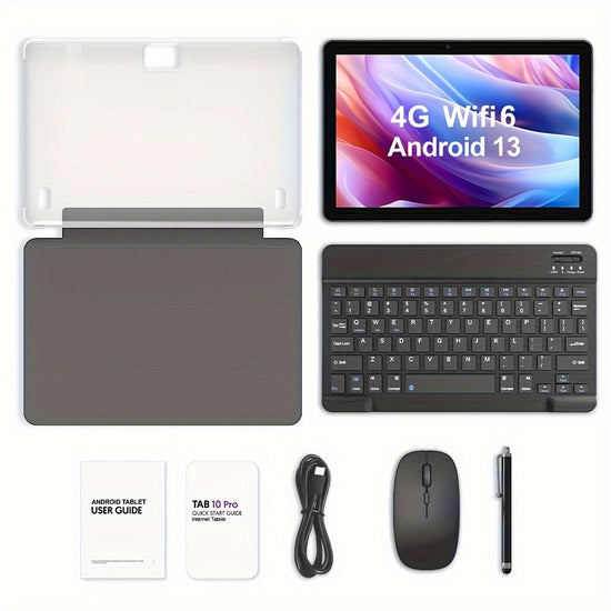 2024 Latest Android 13 Tablet 10 Inch Android Tablet 3GB RAM 64GB ROM 1TB TF Expansion 5G Dual Band WIFI6 Tablet 2MP8MP Camera 6000mAh Battery 2in 1 Tablet with Keyboard Mouse And Case